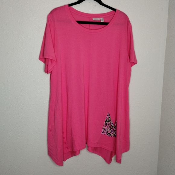 LOGO by Lori Goldstein Cotton Modal Knit Top Printed Pocket Size 2X - Picture 1 of 8